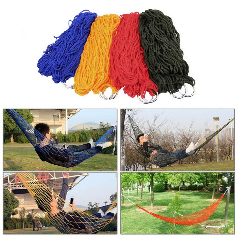 Portable Mesh Swing Hammock with Durable Nylon Material for Outdoor Camping