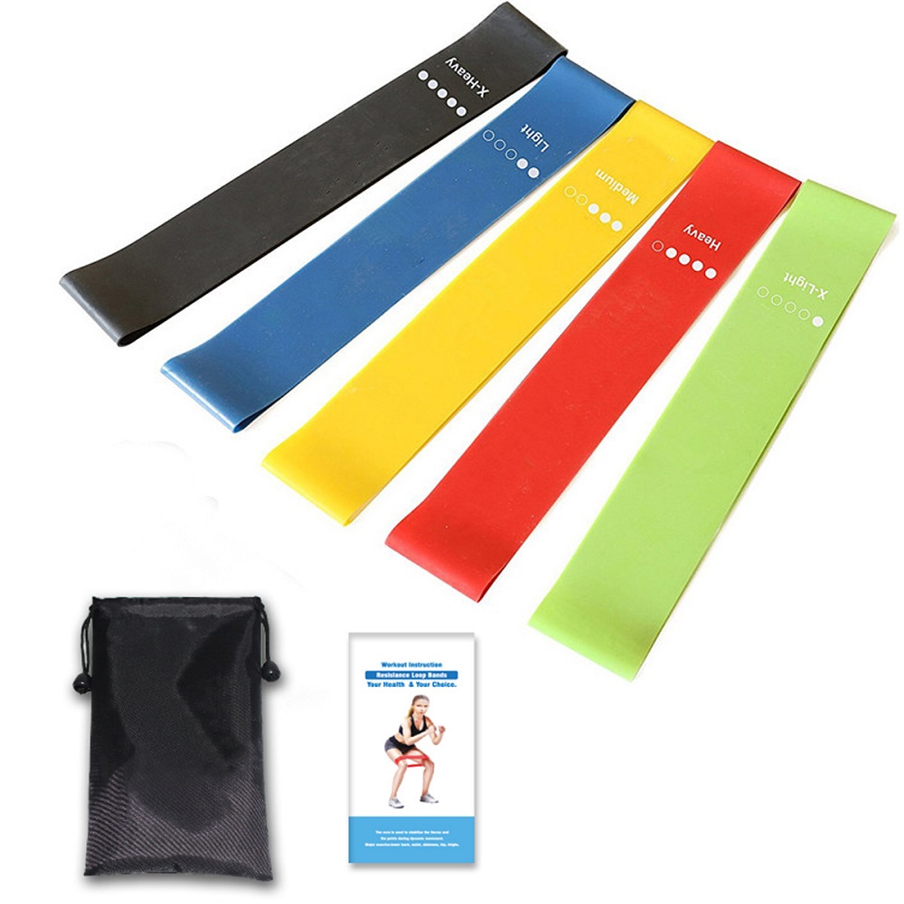 5 Pcs Elastic Resistance Bands Workout Rubber Loop Fitness Gym Strength Training