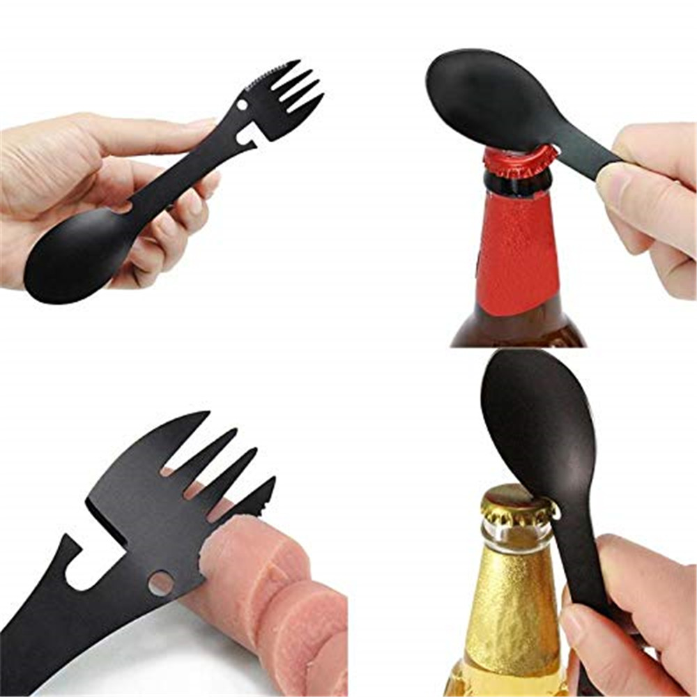 5 in 1 Outdoor Camping Survival Tool Fork Knife Spoon Bottle/Can Opener