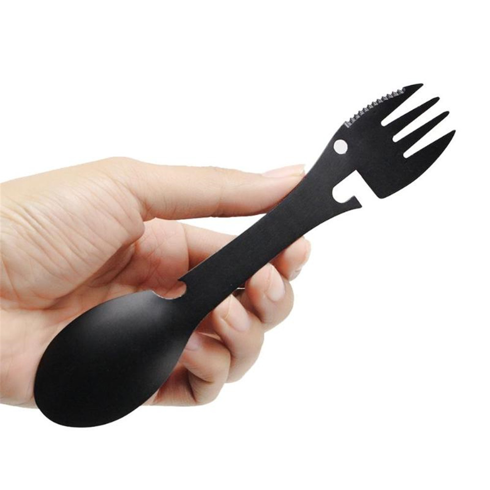 5 in 1 Outdoor Camping Survival Tool Fork Knife Spoon Bottle/Can Opener