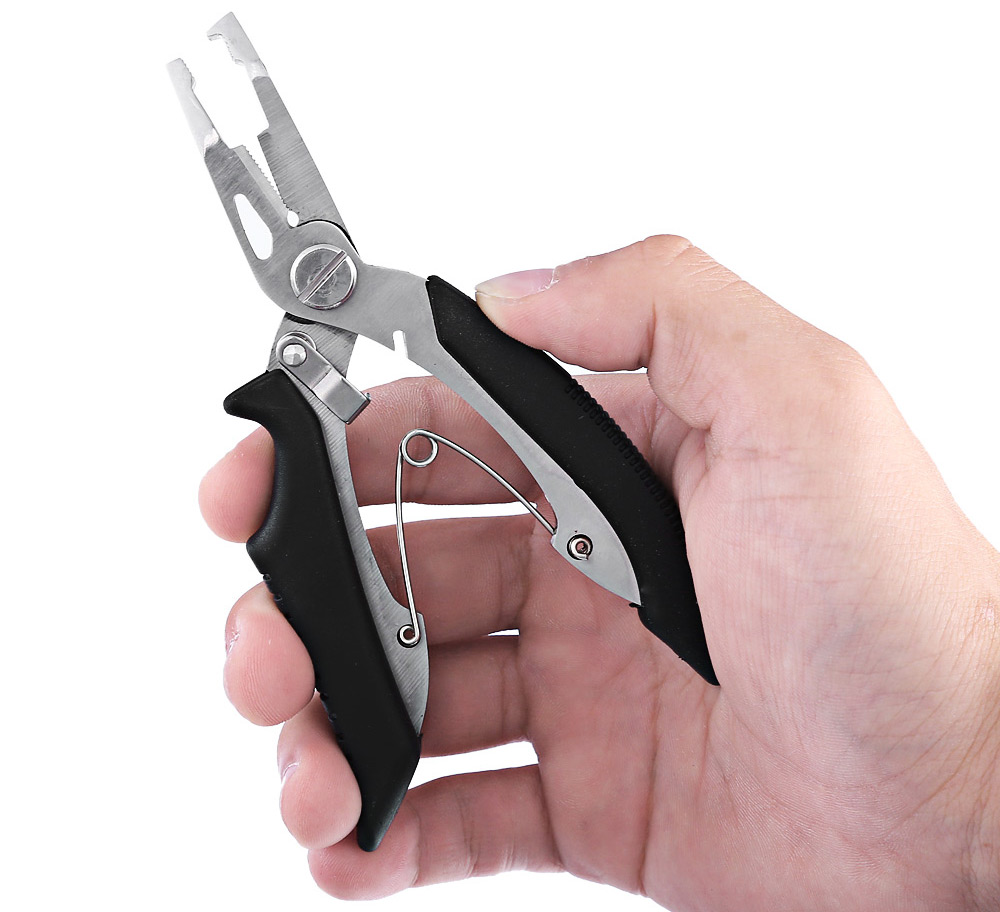 FS - 1005 Fishing Pliers Gripper Stainless Steel Line Cutter Lanyard Hook Removal Safety Lock
