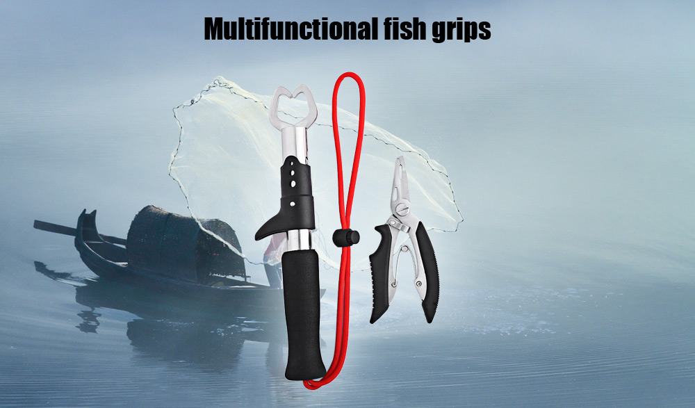 FS - 1005 Fishing Pliers Gripper Stainless Steel Line Cutter Lanyard Hook Removal Safety Lock