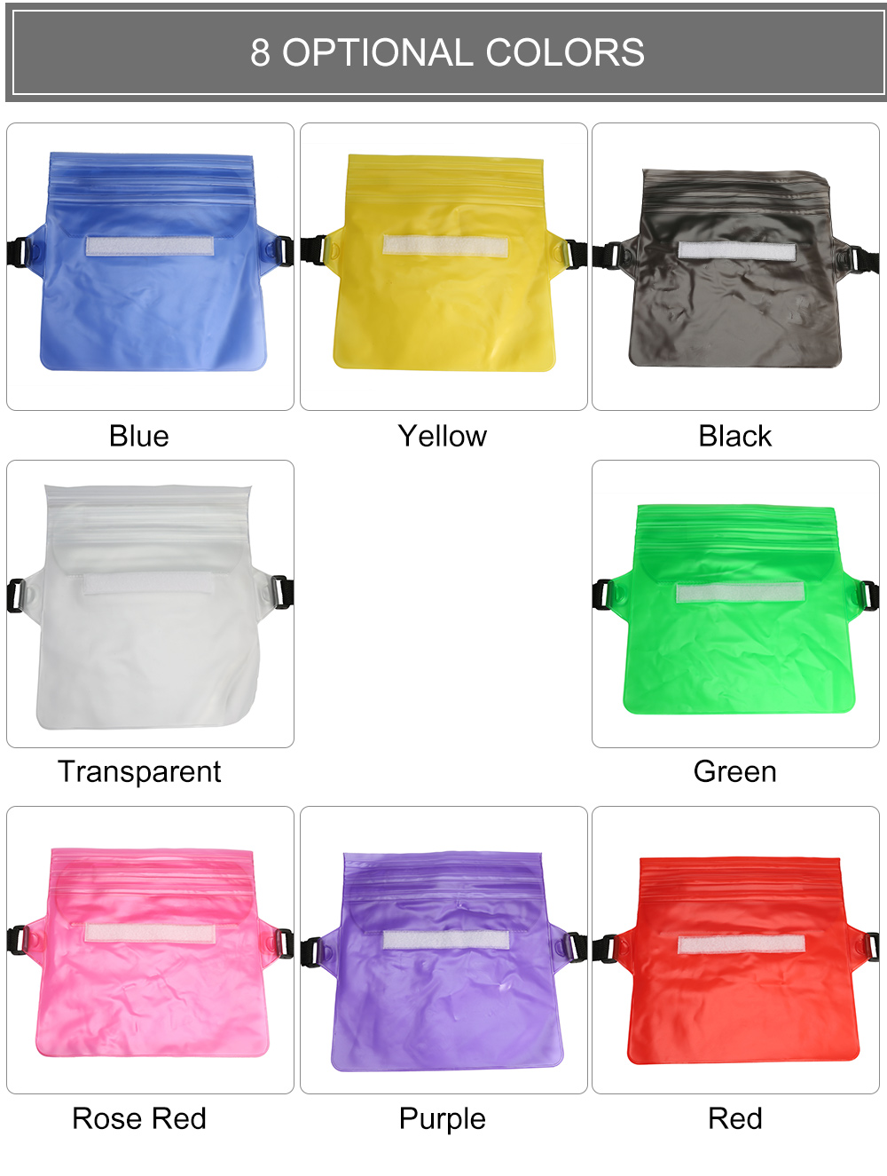 Waterproof PVC Waist Pack Belt Adjustable Bag Pouch for Rafting Swimming