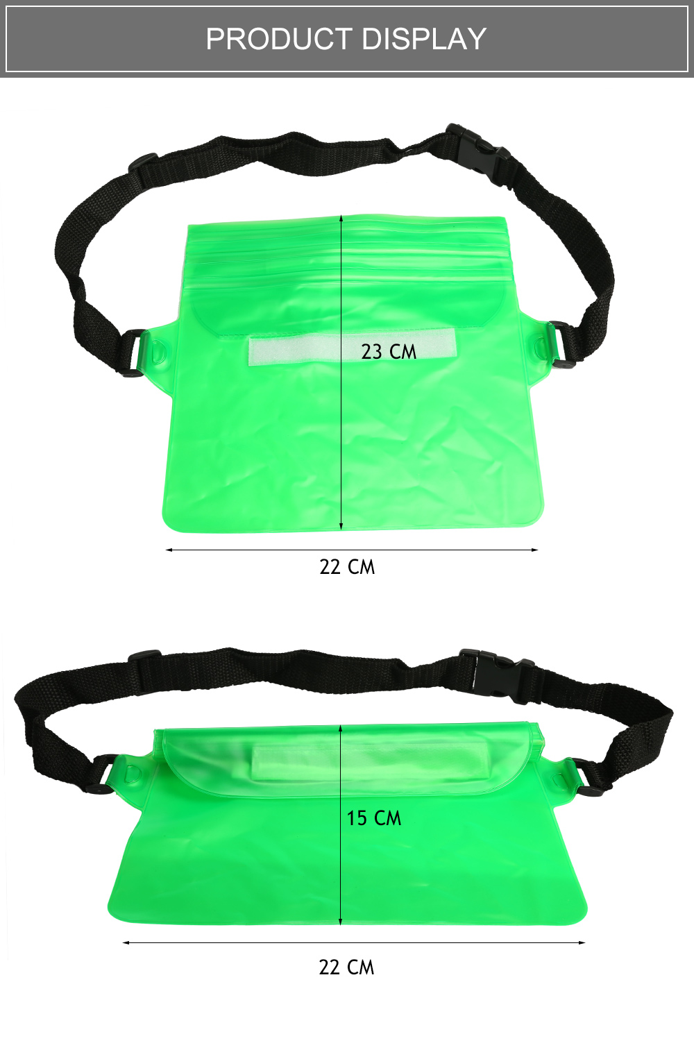 Waterproof PVC Waist Pack Belt Adjustable Bag Pouch for Rafting Swimming
