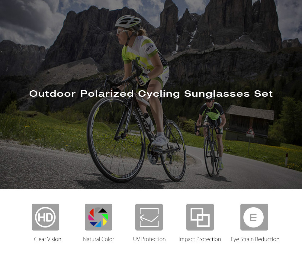 Windproof Cycling Sunglasses Bike Goggles Eyewear Set with Box