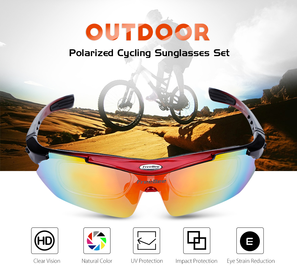 FreeBee 0089 Windproof Cycling Sunglasses Bike Goggles Eyewear Set with Box