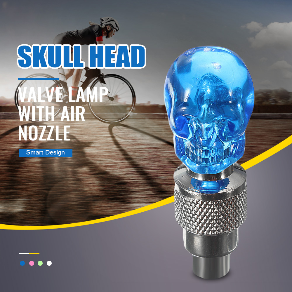 Skull Head Valve Lamp with Air Nozzle for Bicycle Motorcycles