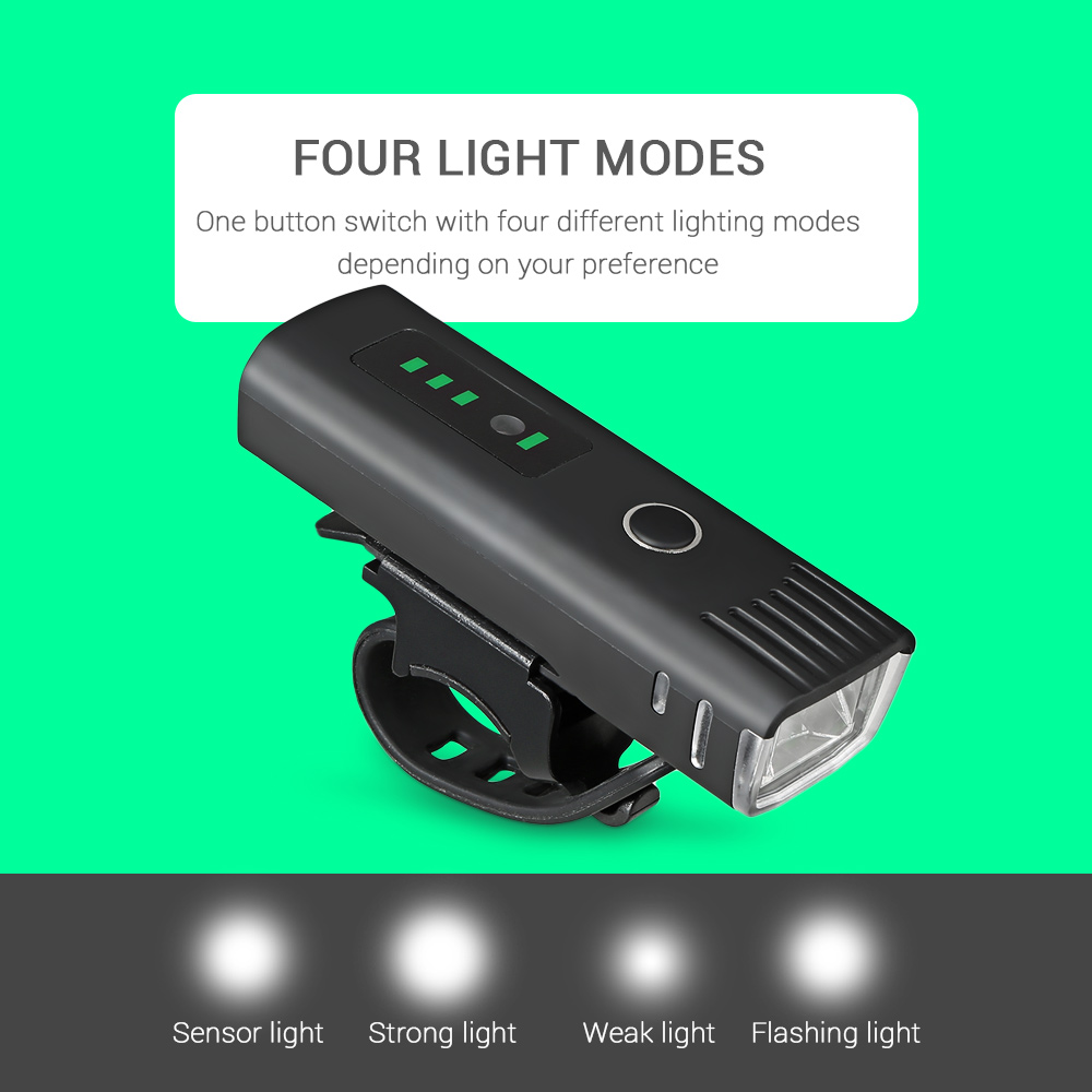 LED Headlight For Bicycle Induction Bike Front Light USB Rechargeable