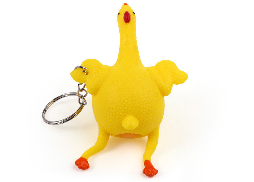 Novelty Push-egg Chicken Key Ring Interesting Air Vent Decompression Toy