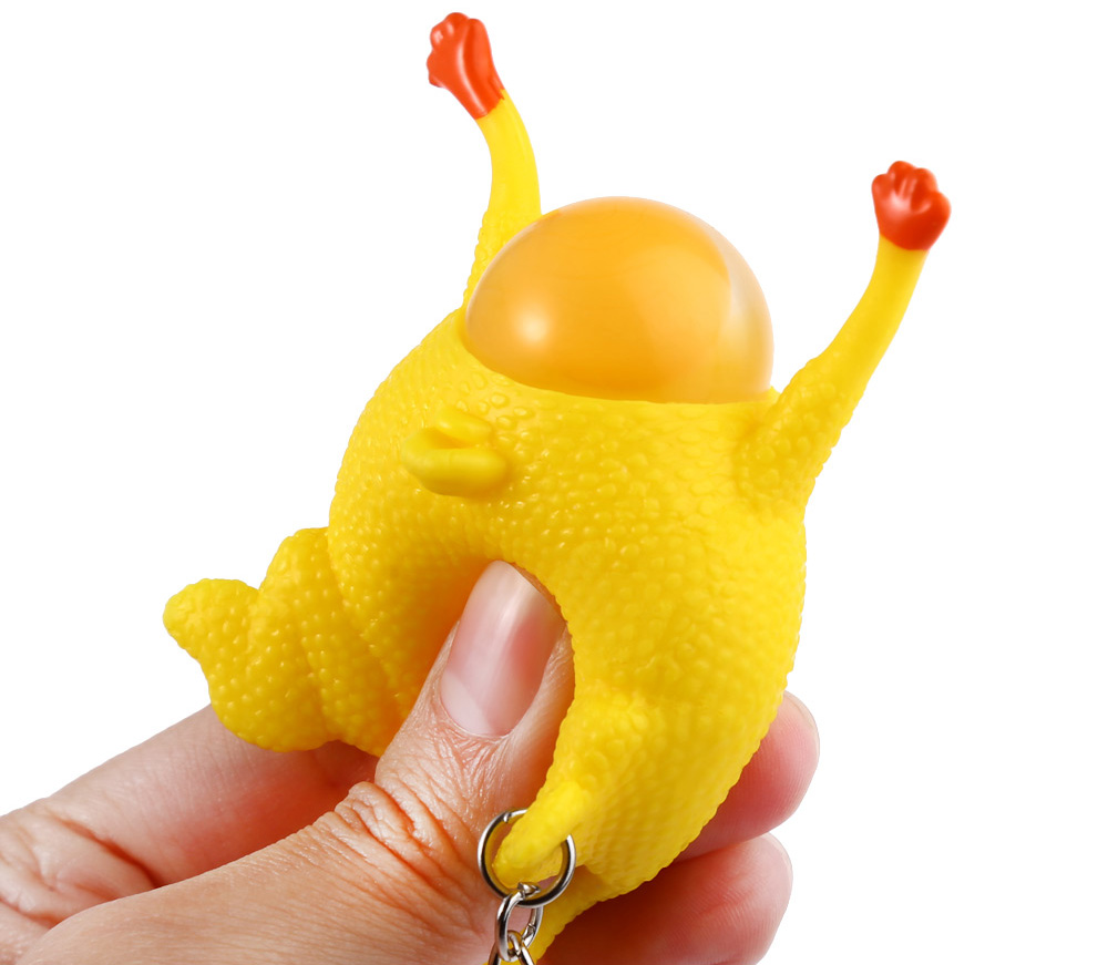 Novelty Push-egg Chicken Key Ring Interesting Air Vent Decompression Toy