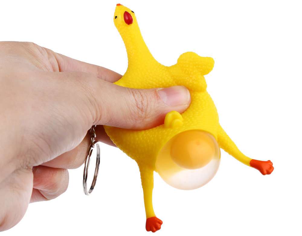 Novelty Push-egg Chicken Key Ring Interesting Air Vent Decompression Toy