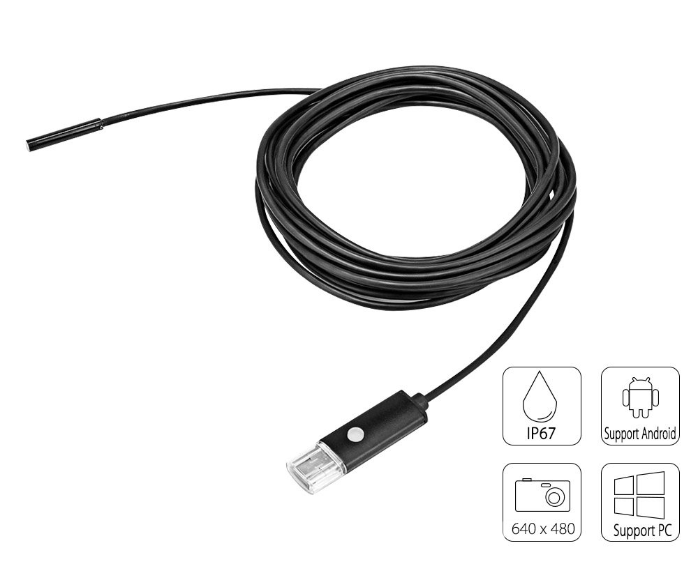 AN99 2-in-1 USB Micro Connector 5.5MM Endoscope Borescope Inspection Wire Camera