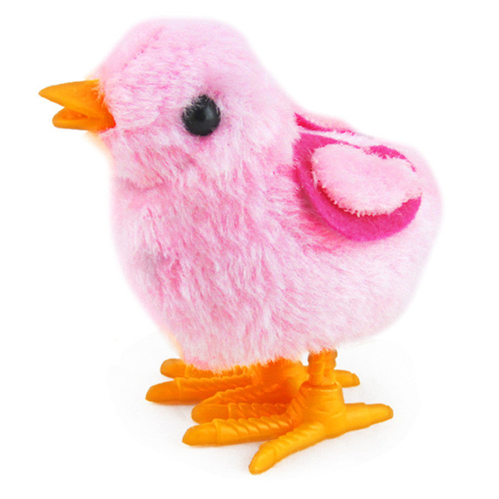 Baby Lovely Cartoon Chick Wind Up Clockwork Simulated Plush Doll Jumping Chicken Walking Toys