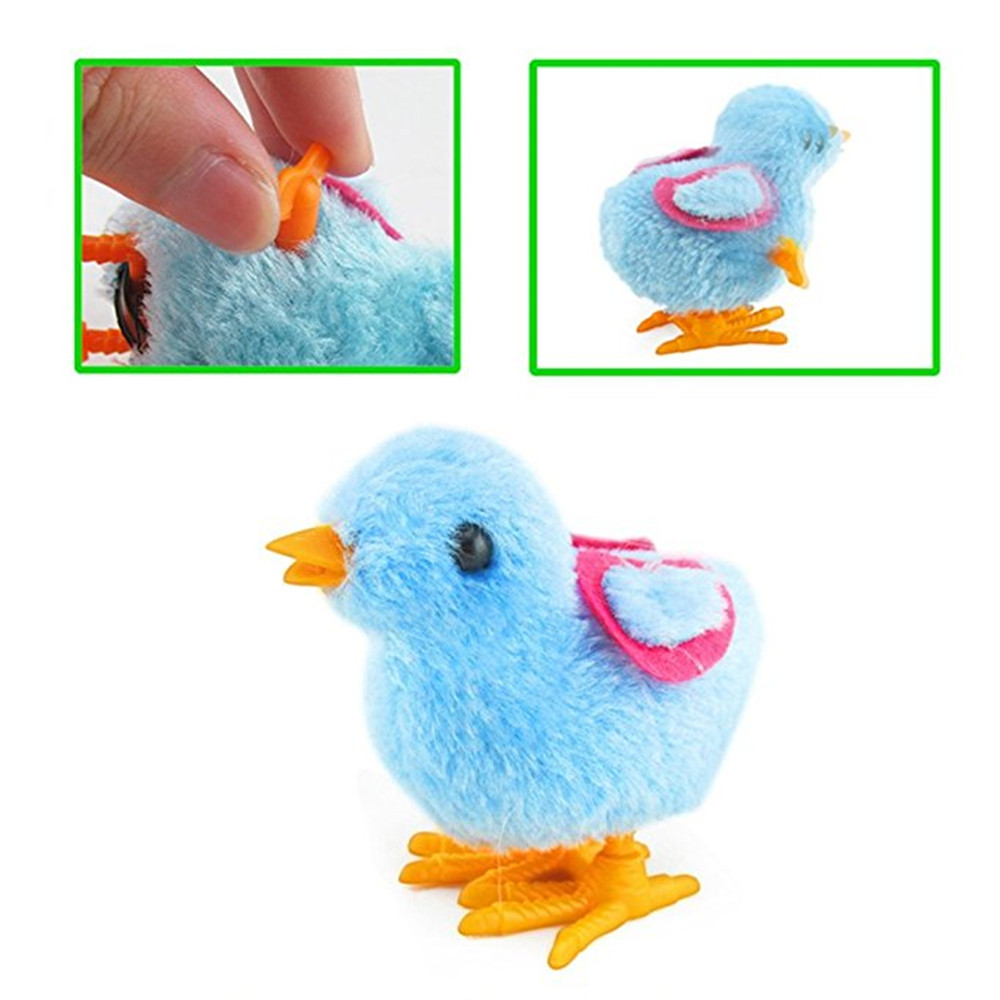 Baby Lovely Cartoon Chick Wind Up Clockwork Simulated Plush Doll Jumping Chicken Walking Toys