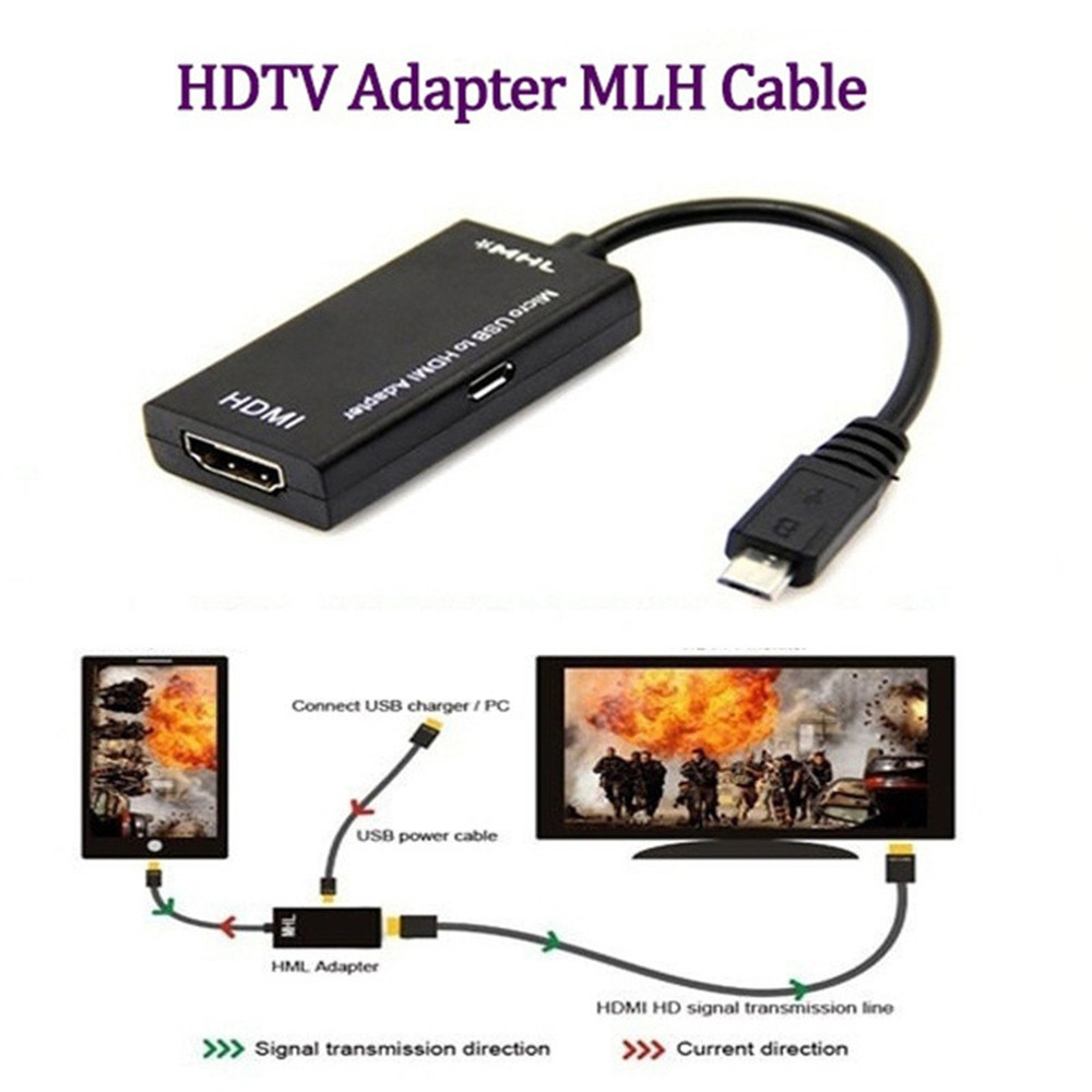 USB Micro to HDMI TV Out HDTV MHL Adapter Cable for Phone or Tablet