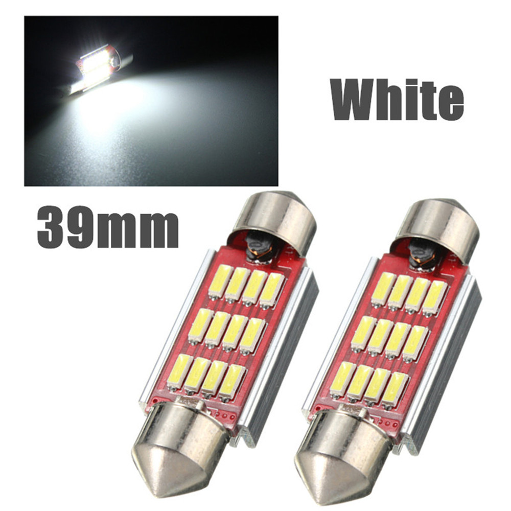 White Festoon Canbus Error Free Interior Light Bulb 36 39 42mm 12SMD 4014 LED