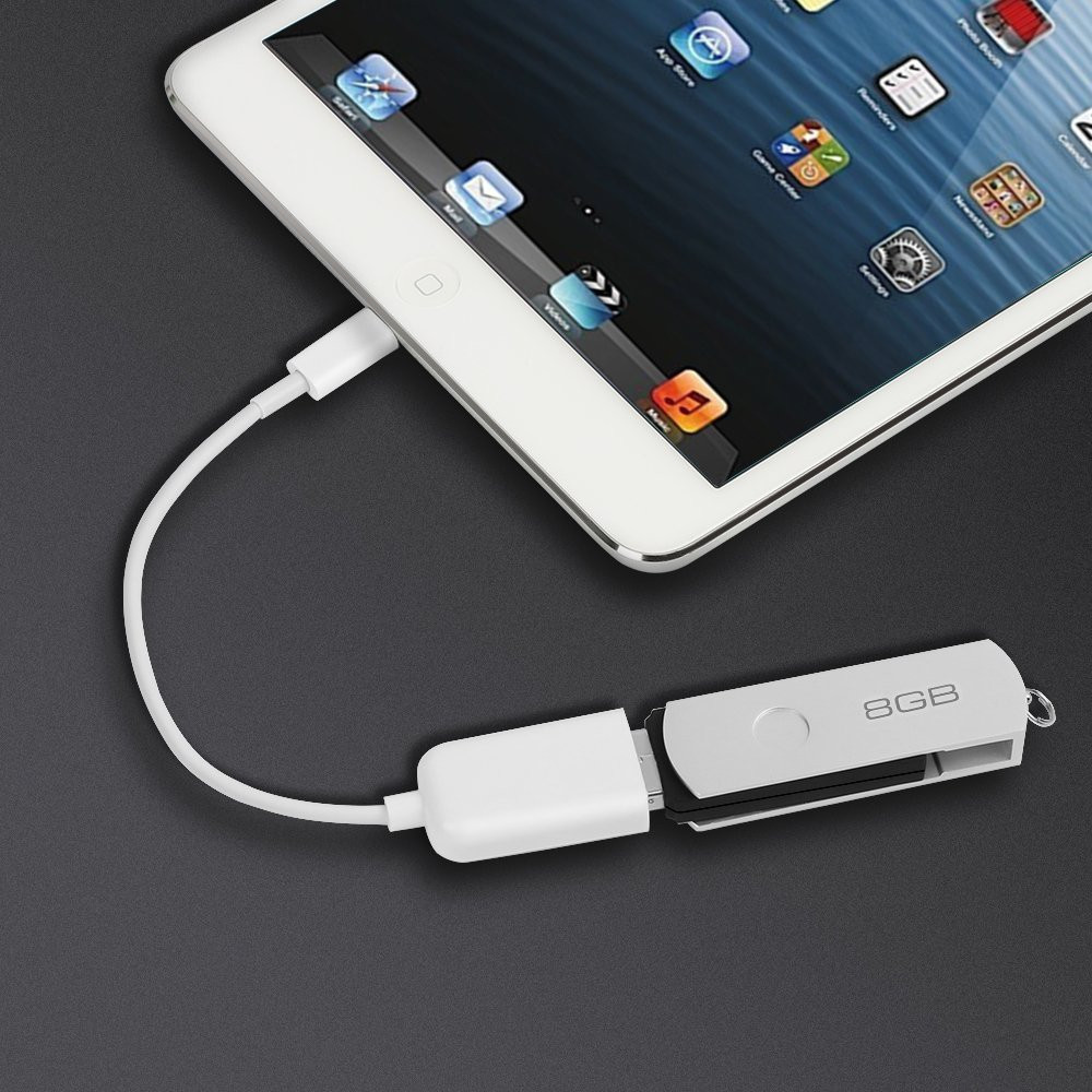 OTG 8 Pin Port to USB Female Adapter Cable for iPad / iPhone 