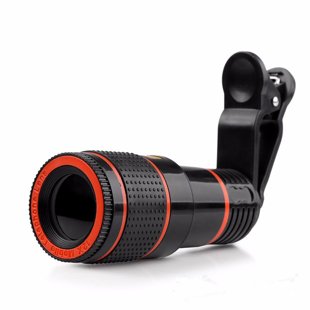 12x Zoom Optical Telescope Portable Mobile Phone Telephoto Camera Lens and Clip for iPhone / Samsung / Huawei / Xiaomi
