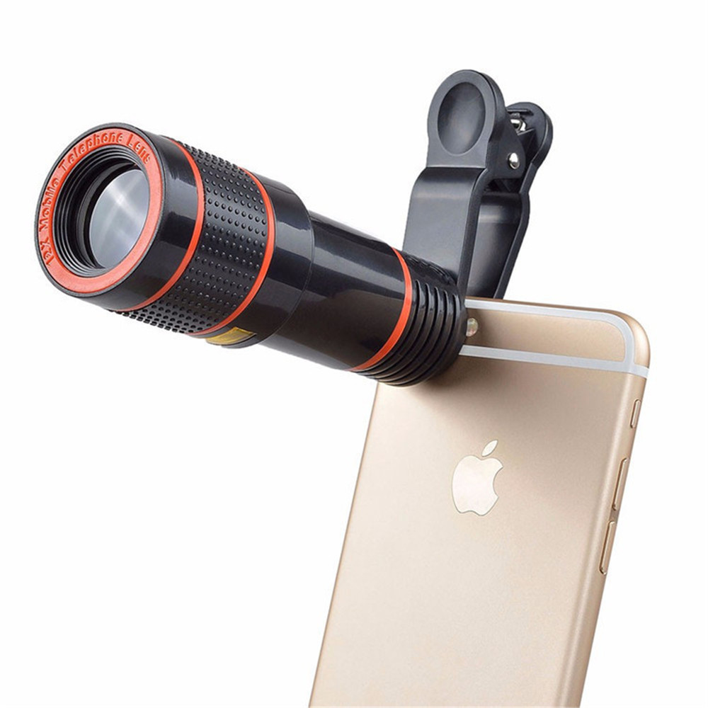 12x Zoom Optical Telescope Portable Mobile Phone Telephoto Camera Lens and Clip for iPhone / Samsung / Huawei / Xiaomi