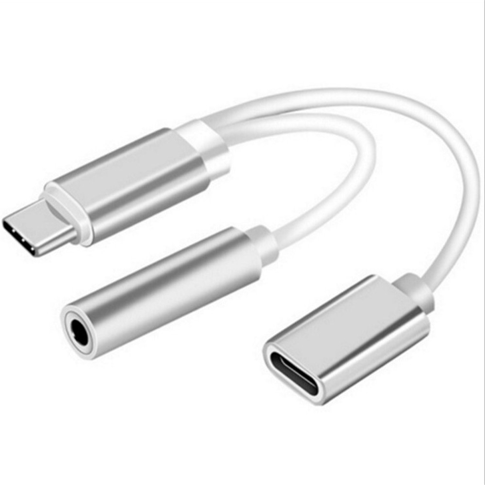 2 in 1 USB-C to 3.5mm Audio Adapter 2 in 1 USB Type C Cable Fast Charge to 3.5mm Audio Jack Headphone Adapter Converter