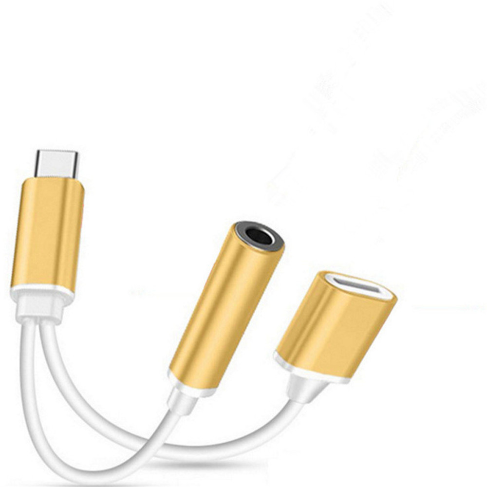 2 in 1 USB-C to 3.5mm Audio Adapter 2 in 1 USB Type C Cable Fast Charge to 3.5mm Audio Jack Headphone Adapter Converter