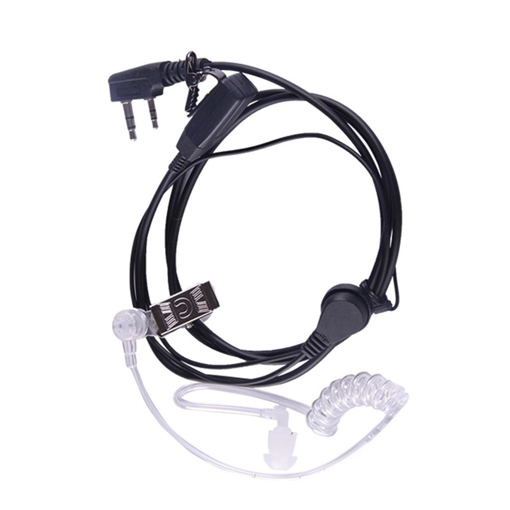 Radio Mic Earpiece Headset 2 Pin PTT Covert Acoustic Tube Earpiece for Two Way Radio Kenwood Baofeng