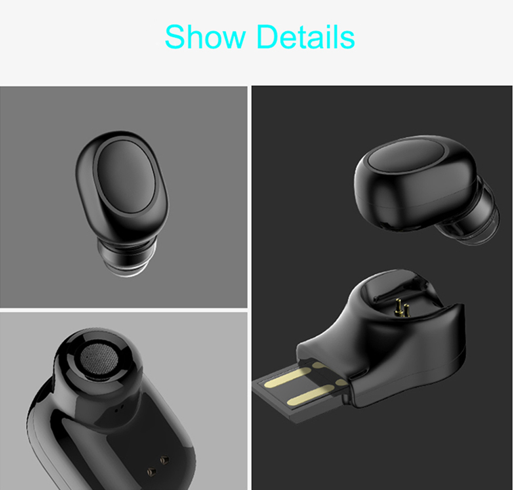 Wireless Bluetooth Earphone Invisible In Ear Earbud Handsfree Car Sports Headset with Charging Dock