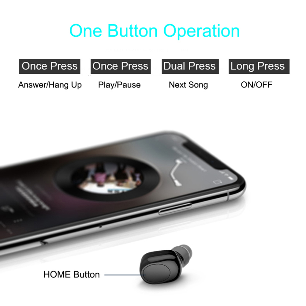 Wireless Bluetooth Earphone Invisible In Ear Earbud Handsfree Car Sports Headset with Charging Dock