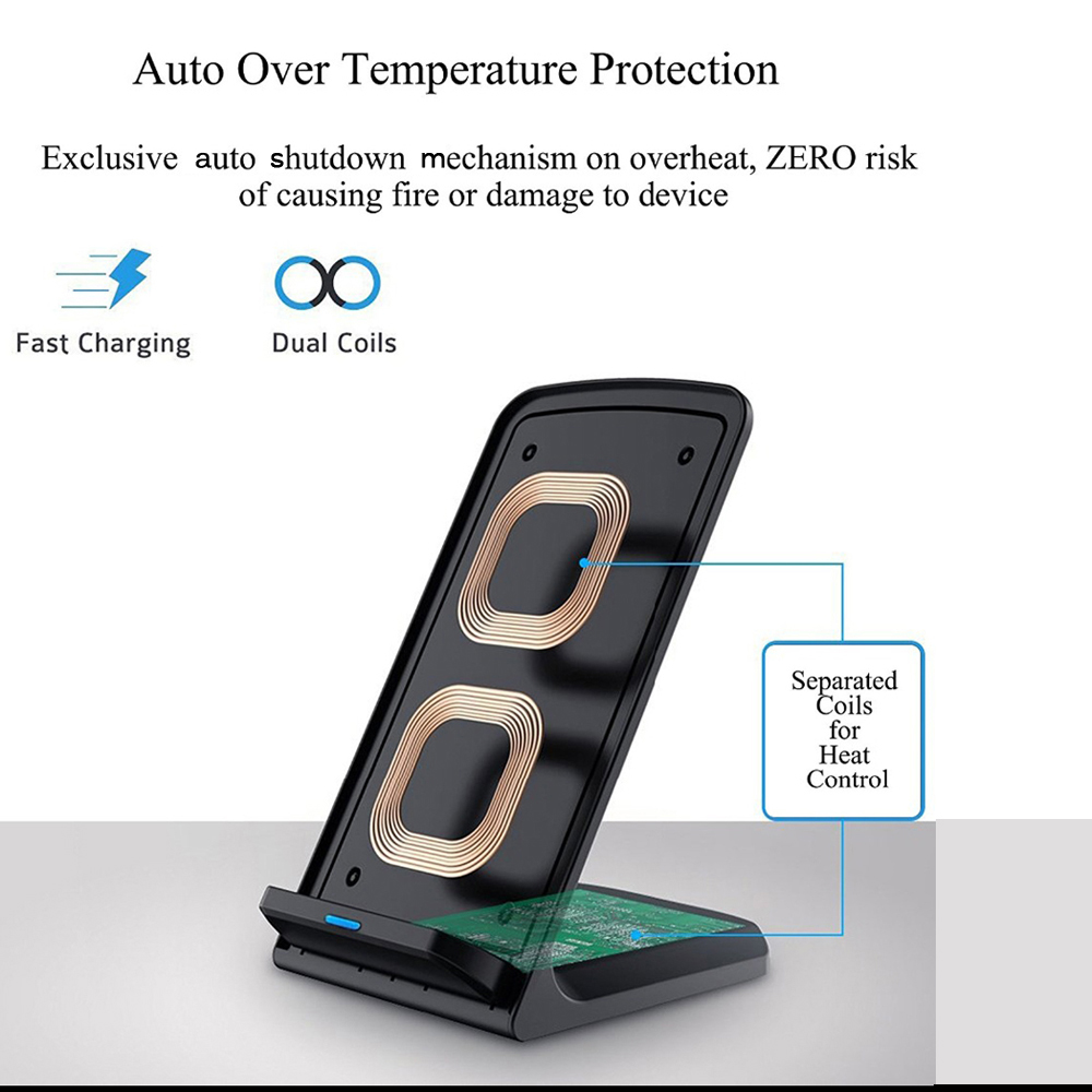 QI Wireless Charger Quick Charge 2.0 Fast Charging for iPhone 8 / iPhone X