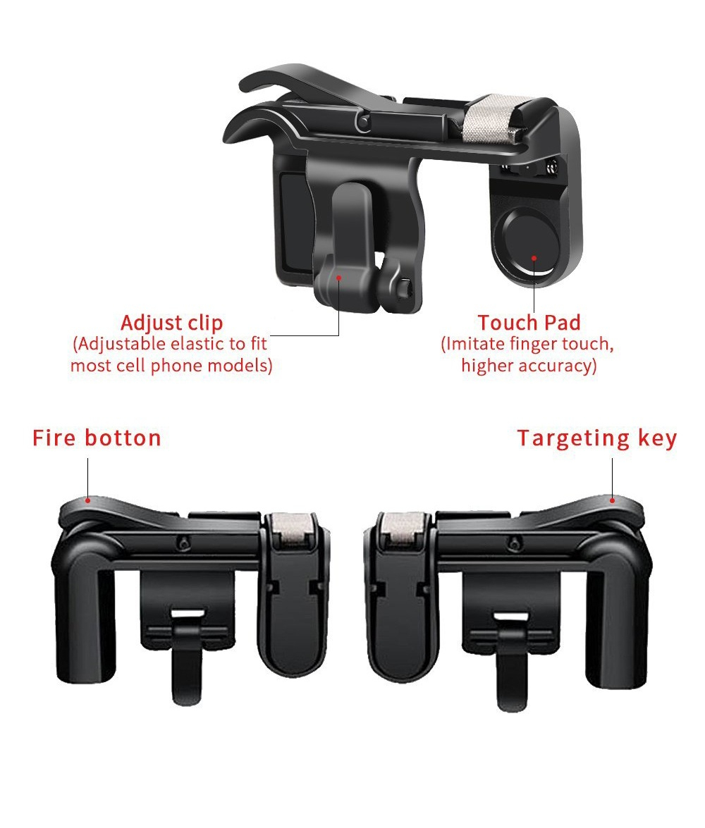 2 in 1 Mobile Game Trigger Controller Fire Button Gamepad L1R1 Aim Key Joystick