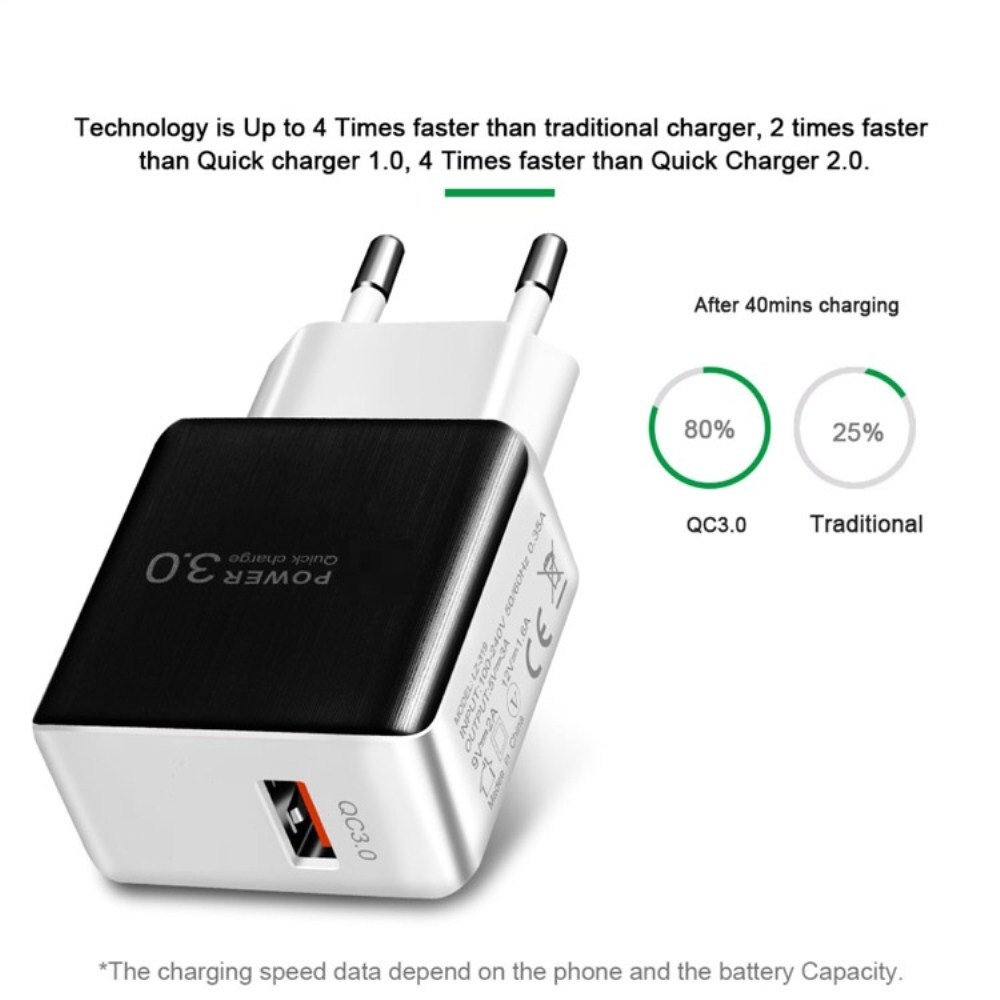 Qc 3.0 Wall Fast Charger Power Adapter for Xiaomi / Huawei / Samsung