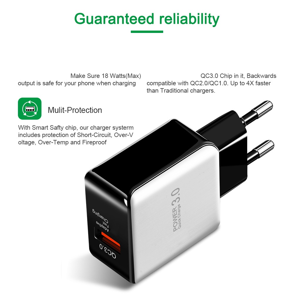 QC3 .0 Power Adapter Usb Fast Charge Charger for Xiaomi Huawei Samung