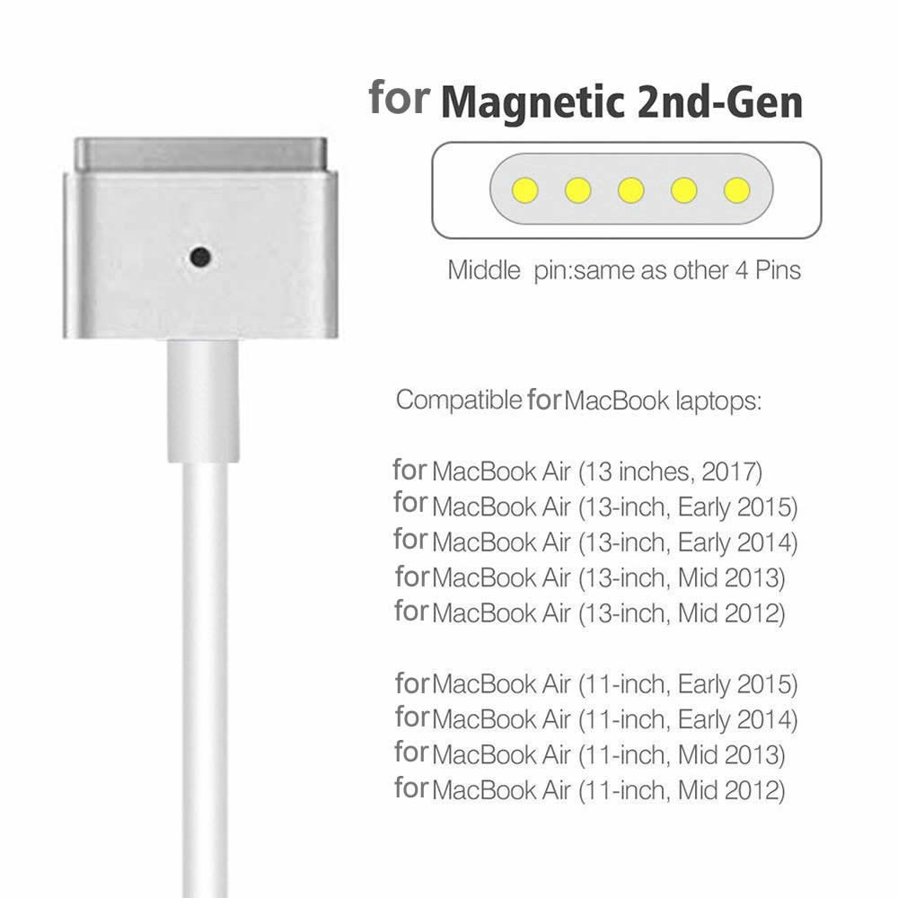 USB-C to Magsate 2 T-Tip Power Adapter Cable for Macbook Pro / MacBook Air