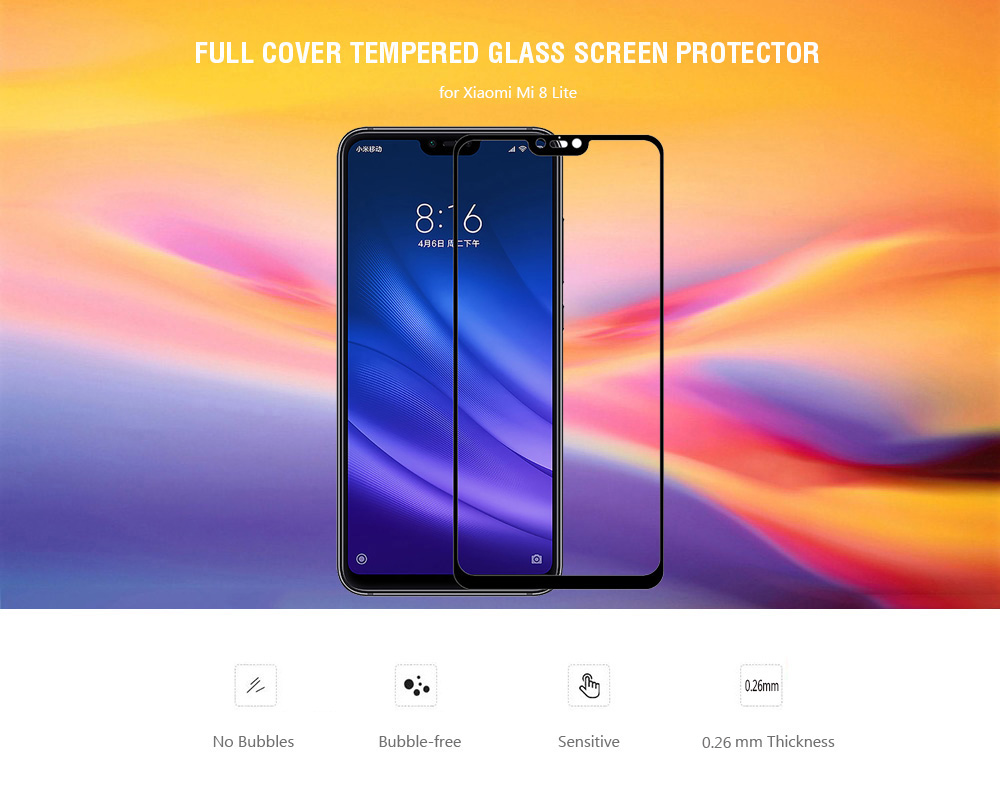 Full Cover Tempered Glass Screen Protector for Xiaomi Mi 8 Lite 6.26 inch