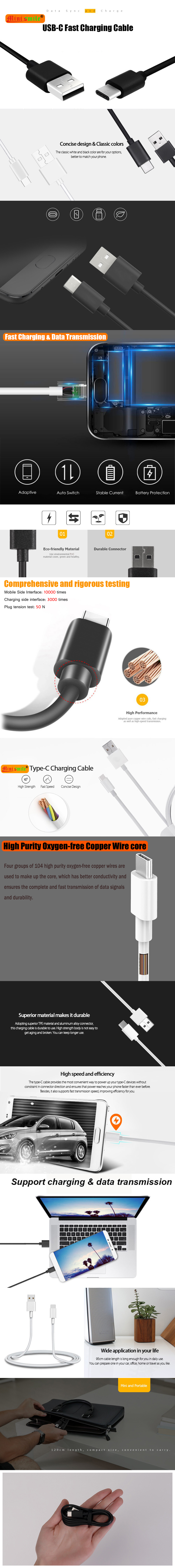 Minismile USB Type-C Fast Charging and Sync Cable for Xiaomi Redmi Note 7
