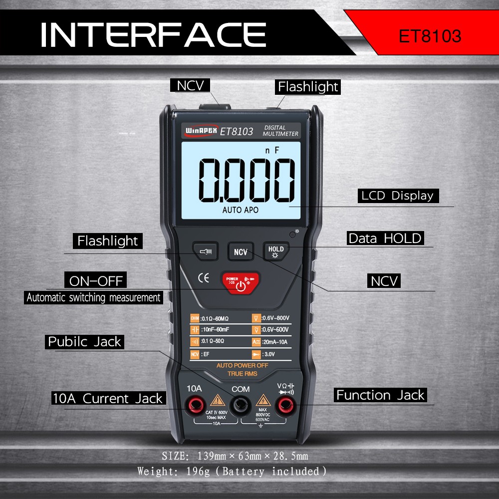 APEXEL ET8103 Full Intelligent Digital Multimeter 