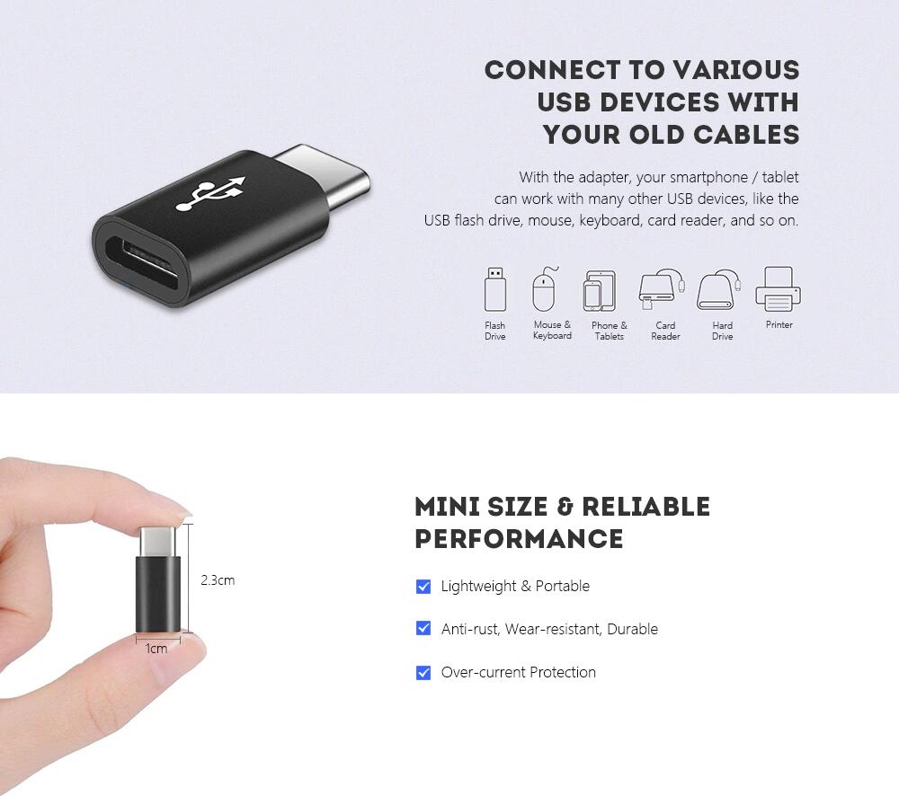 Micro USB to USB 3.1 Type-C Adapter 4PCS