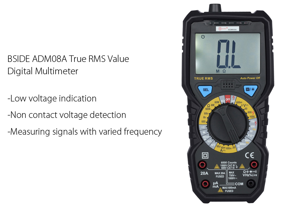 BSIDE ADM08A True RMS Value Digital Multimeter Capacitance Frequency Test