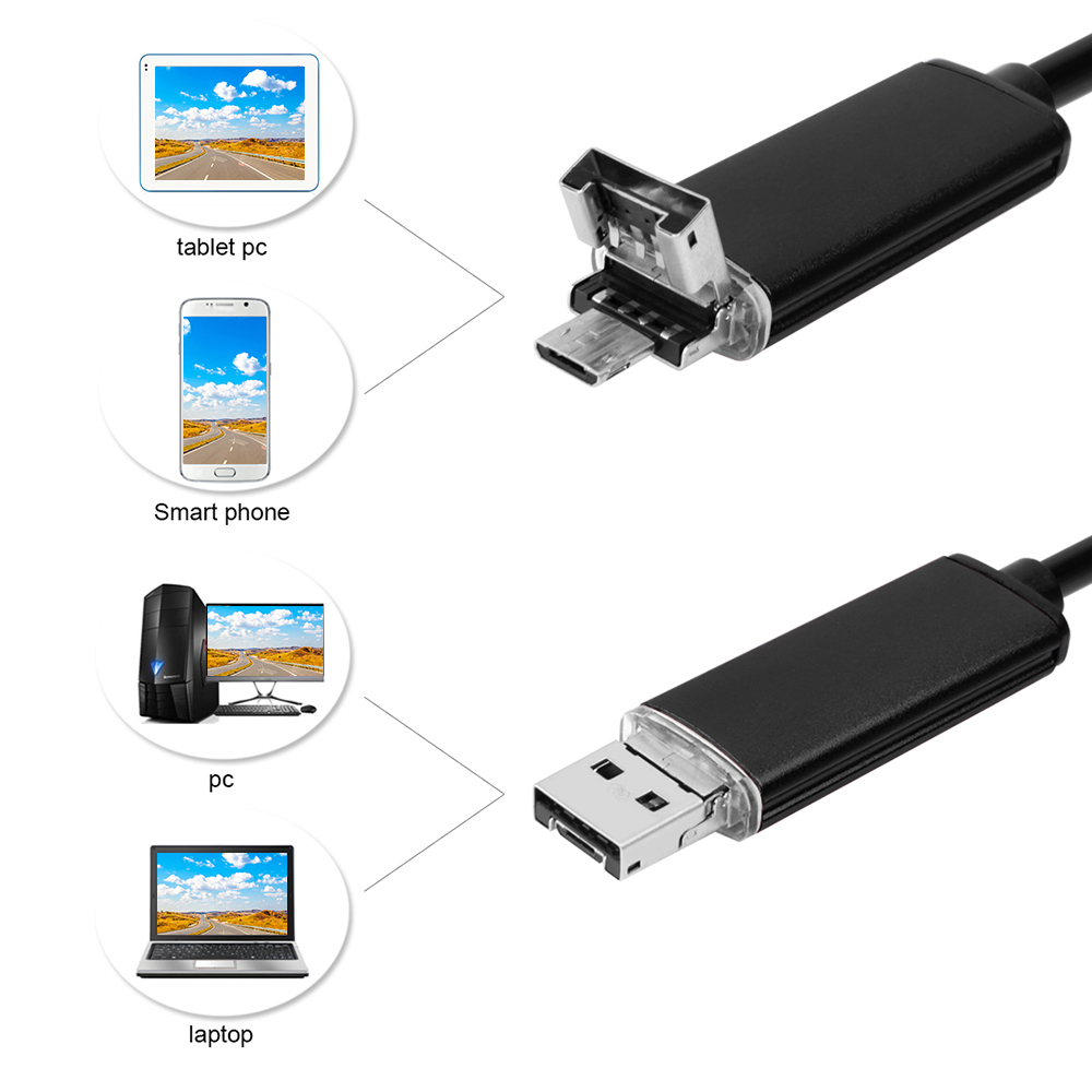 AN99 2-in-1 USB Micro Connector 5.5MM Endoscope Borescope Inspection Wire Camera