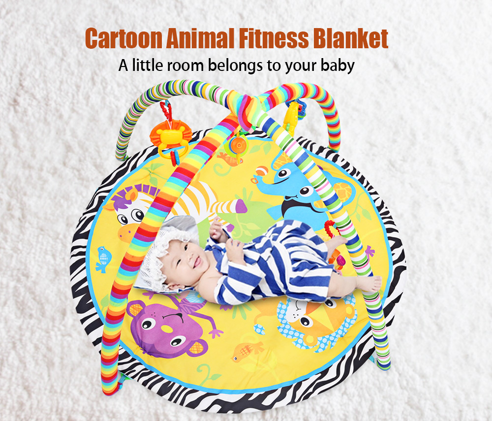KidsMat Cartoon Animal Gym Fitness Blanket with Frame Rattle Crawling Toy