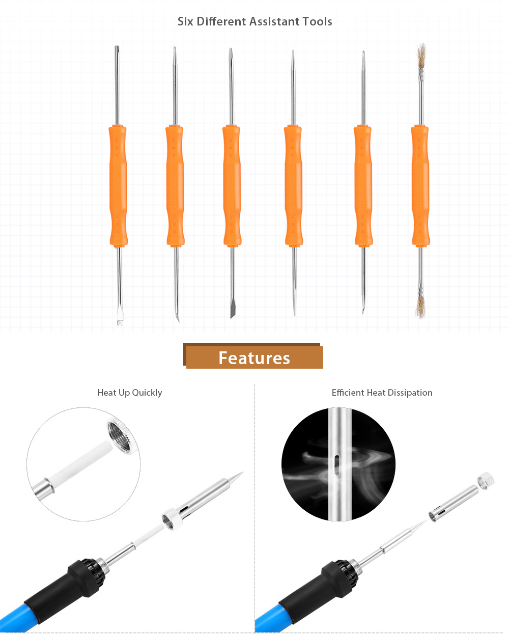 Inlife 60W 110V Soldering Iron Kit with Temperature Control