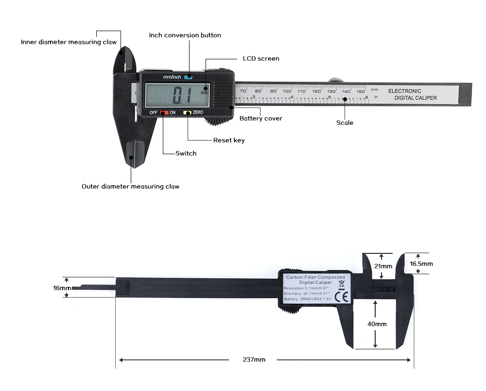 Digital Vernier Caliper Measuring Tool 0 - 150MM