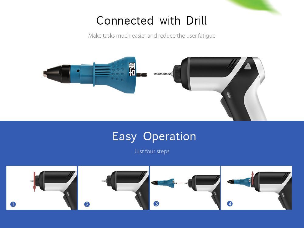 Guye Rivet Gun for Cordless Drill Electric Nut Riveting Tool
