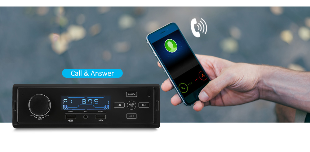 K504 Car MP3 Player Bluetooth FM Radio Tuner USB Charging AUX Input