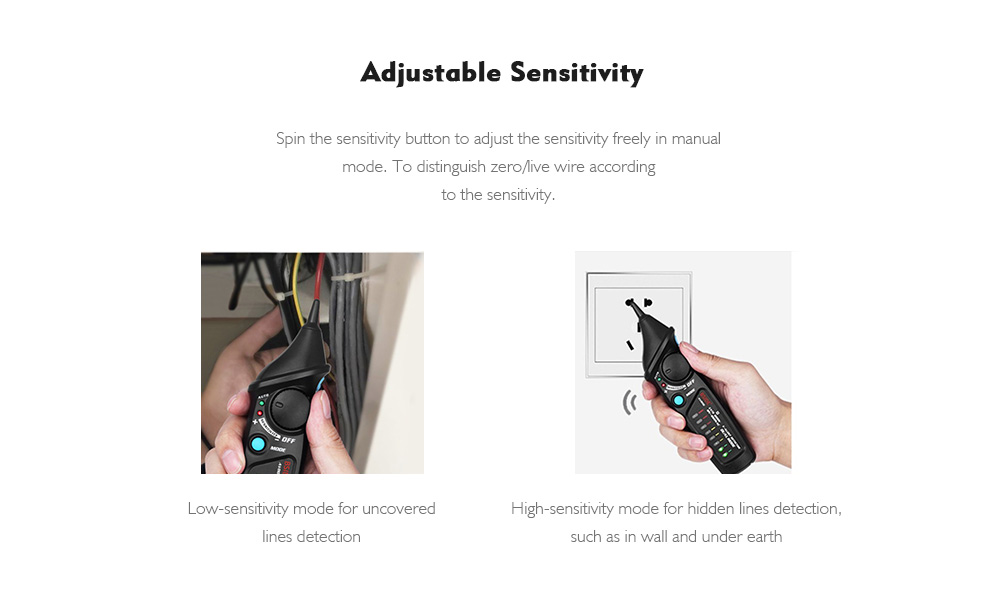 BSIDE Non-contact Voltage Detector Test Pen Wire Check Dual Mode with LED