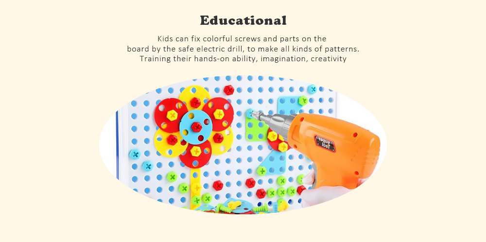 Educational Assembled Building Blocks Electric Drill Toy for Kids