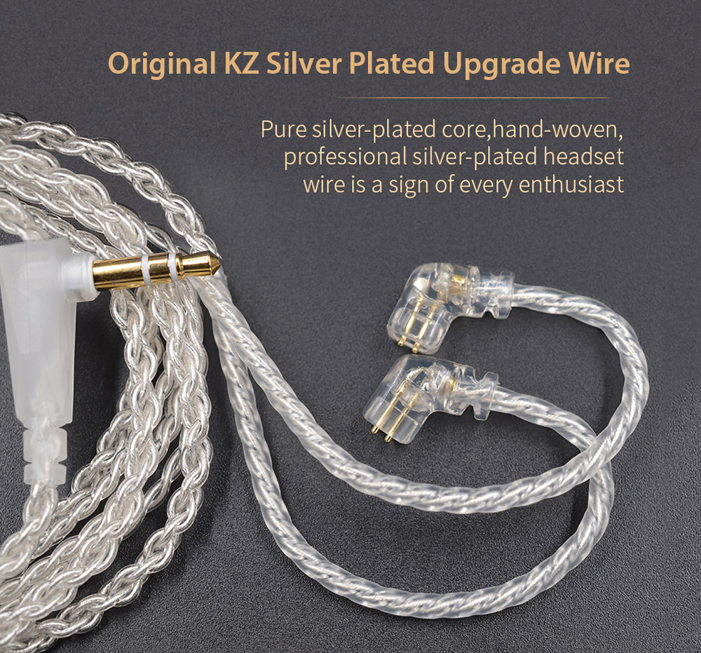 Original KZ Silver Plated Upgrade Wire Earbuds Cable 0.75mm Detachable Audio Cord for ZSN Earphone