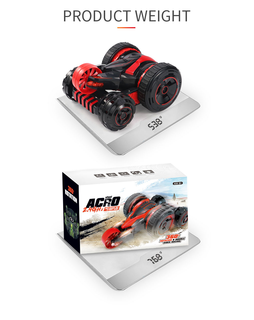 JJRC Q49 Acro Cool Light 360-degree Rotation One Key Transform Stunt RC Car