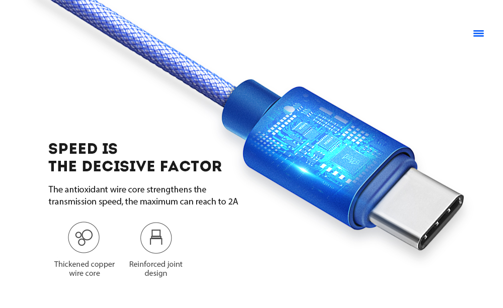 gocomma USB3.1 Network Cable for Android Type-C Fast Charge