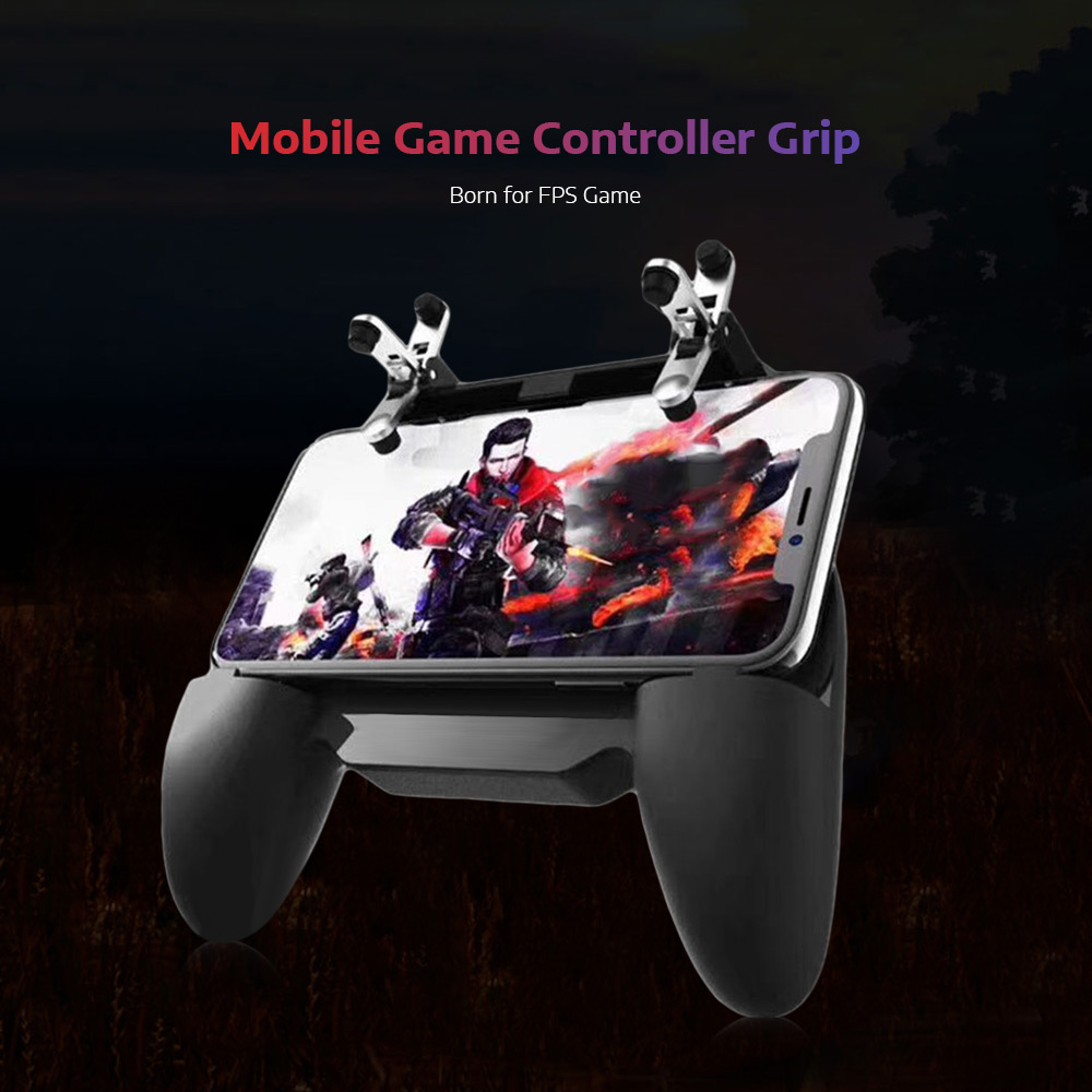 Mobile Game Controller Grip Extended Handle with Trigger Joystick for iOS / Android